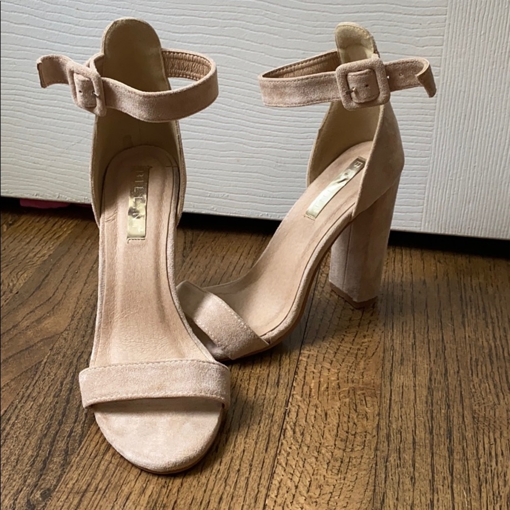 Tan soft velvet heels